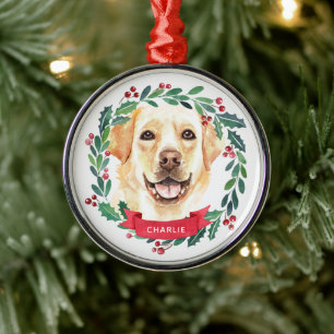 Yellow Labrador Retriever Christmas Dog Lover Metal Ornament