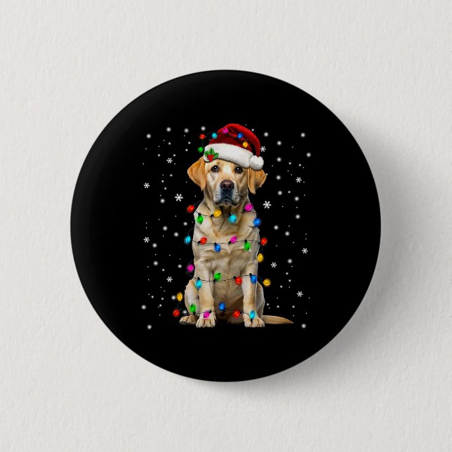 Yellow Labrador Retriever Christmas Tree Light Paj 2 Inch Round Button (Front)
