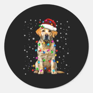 Yellow Labrador Retriever Christmas Tree Light Paj Classic Round Sticker
