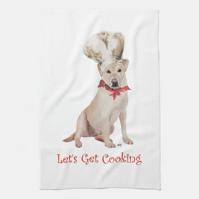 Yellow Labrador Retriever Cooking Kitchen Towel (Vertical)
