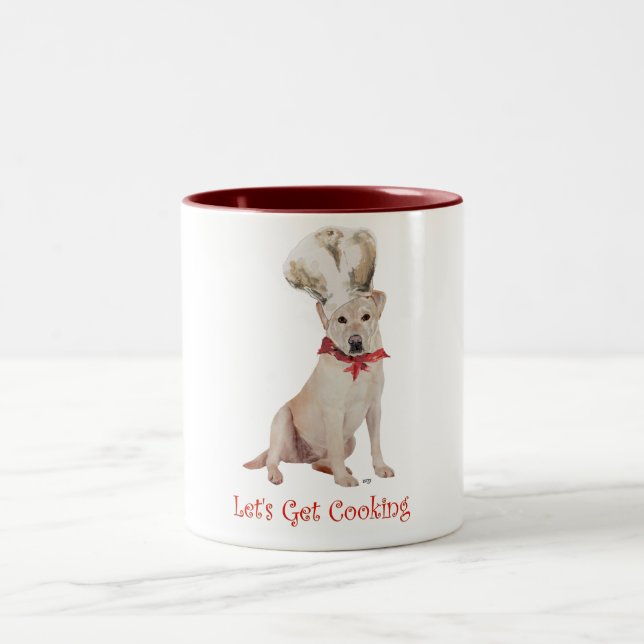 Yellow Labrador Retriever Cooking Two-Tone Coffee Mug (Center)