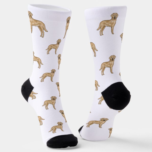 Yellow Labrador Retriever Cute Cartoon Dog Pattern Socks (Angled)