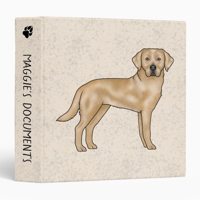Yellow Labrador Retriever Cute Lab Dog Print Beige Binder (Front/Spine)