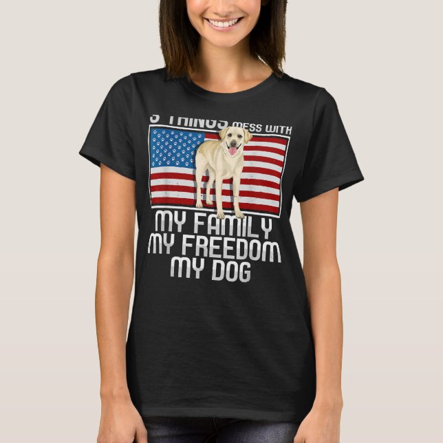 Yellow Labrador Retriever Dog 3 Things T-Shirt (Front)