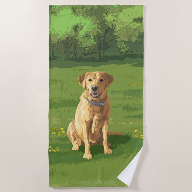 Yellow Labrador Retriever Dog Beach Towel (Front)