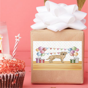 Yellow Labrador Retriever Dog Colourful Birthday Sticker