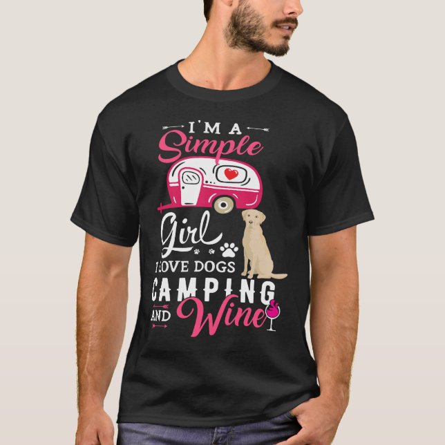 Yellow Labrador Retriever Dog Cute Saying Camping  T-Shirt (Front)