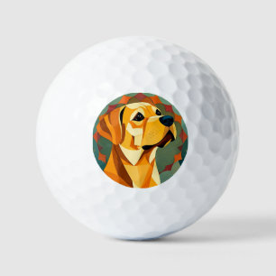 Yellow Labrador Retriever Dog Geometric Art Golf Balls