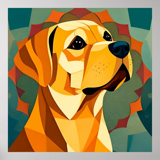 Yellow Labrador Retriever Dog Geometric Art Poster (Front)