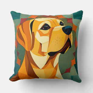 Yellow Labrador Retriever Dog Geometric Art Throw Pillow