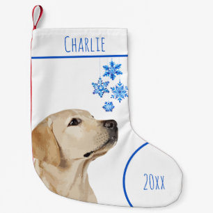 Yellow Labrador Retriever Dog Snowflakes  Small Christmas Stocking