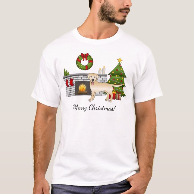 Yellow Labrador Retriever - Festive Christmas Room T-Shirt (Front)