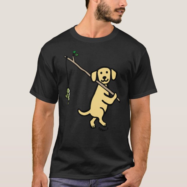 Yellow Labrador Retriever Fishing T-Shirt (Front)