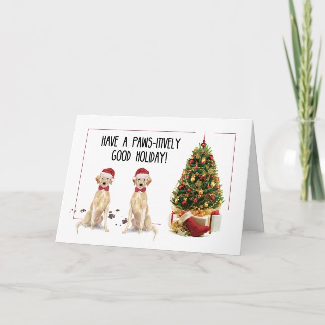 Yellow Labrador Retriever Funny Christmas Dog Card (Front)