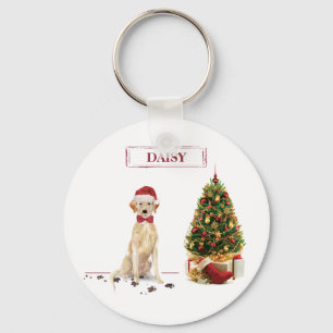 Yellow Labrador Retriever Funny Christmas Dog Keychain