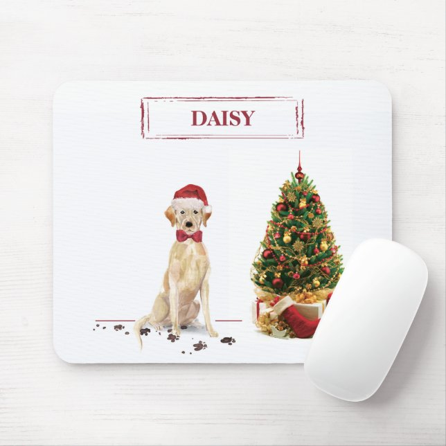 Yellow Labrador Retriever Funny Christmas Dog Mouse Pad (With Mouse)