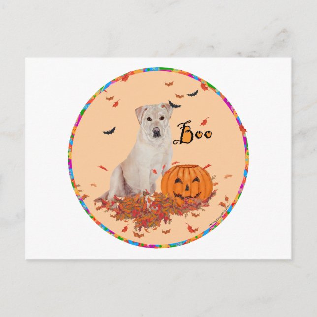 Yellow Labrador Retriever Halloween Postcard (Front)