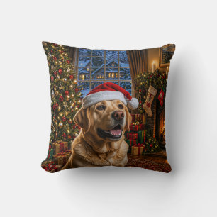 Yellow Labrador Retriever Holiday Throw Pillow