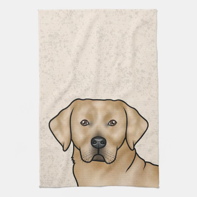 Yellow Labrador Retriever Lab Dog Head Beige Kitchen Towel (Vertical)