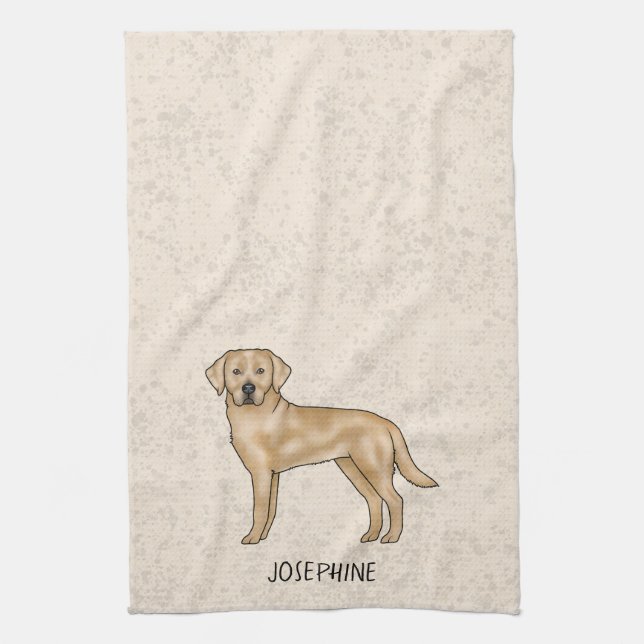 Yellow Labrador Retriever Lab Dog Your Name Beige Kitchen Towel (Vertical)
