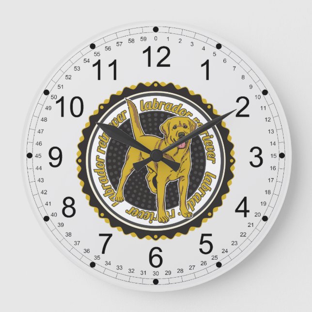 Yellow Labrador Retriever Large Clock (Front)