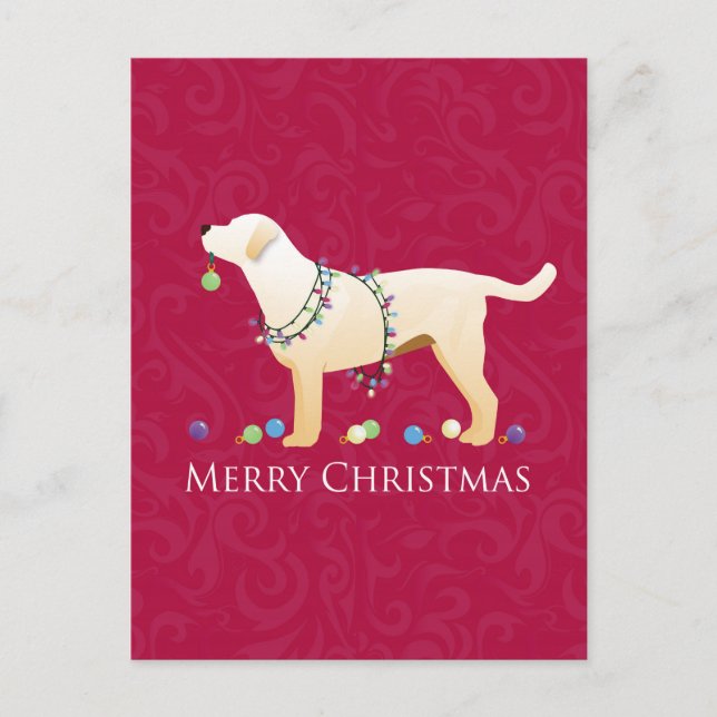 Yellow Labrador Retriever Merry Christmas Design Holiday Postcard (Front)