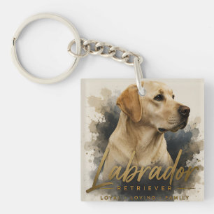 Yellow Labrador Retriever Modern Portrait Loyal  Keychain