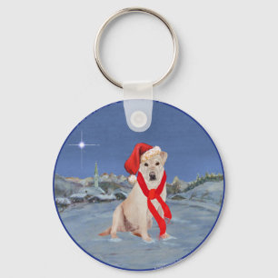Yellow Labrador Retriever on a Wintry Night Keychain