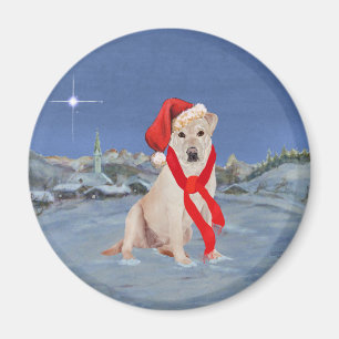 Yellow Labrador Retriever on a Wintry Night Magnet