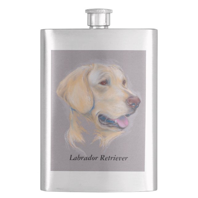 Yellow Labrador Retriever Portrait Hip Flask (Front)