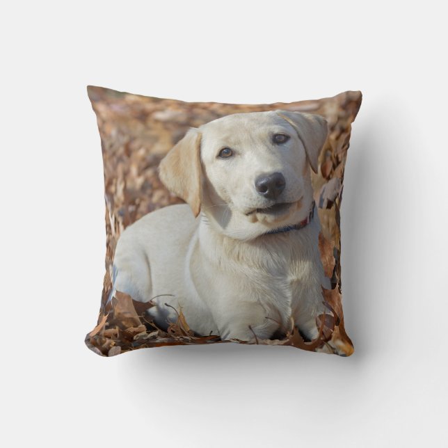 Yellow Labrador Retriever Puppy Throw Pillow (Front)