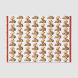 Yellow Labrador Retriever Santa Pattern Christmas Tissue Paper
