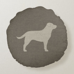 Yellow Labrador Retriever Silhouette   Dog Breed Round Pillow