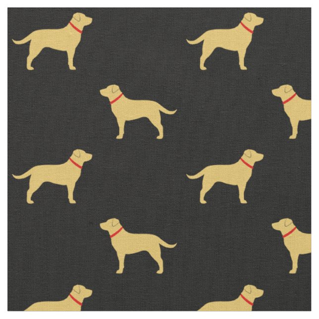 Yellow Labrador Retriever Silhouettes Collars Fabric (Close Up)