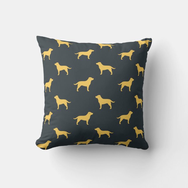Yellow Labrador Retriever Silhouettes Pattern Throw Pillow (Front)
