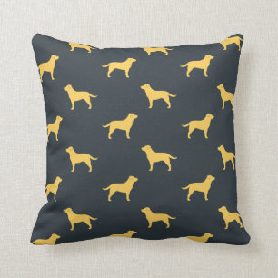 Yellow Labrador Retriever Silhouettes Pattern Throw Pillow