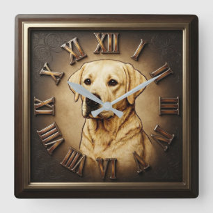 Yellow Labrador Retriever Square Vintage Wall Clock