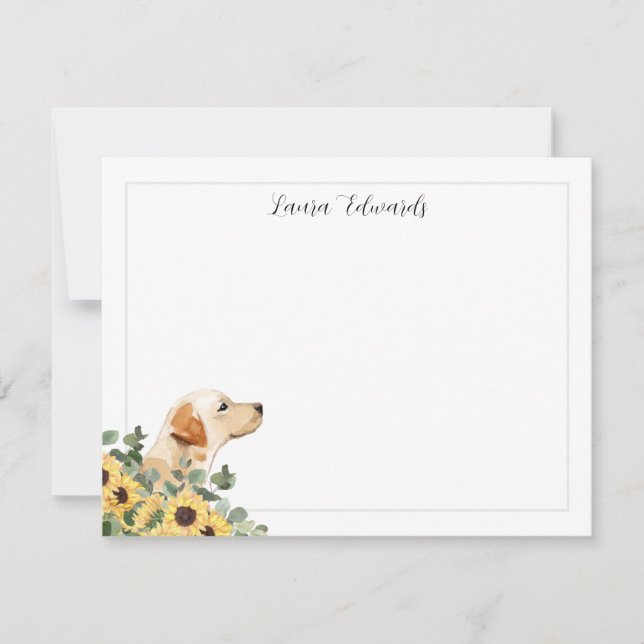 Yellow Labrador Retriever Sunflower Eucalyptus Card (Front)