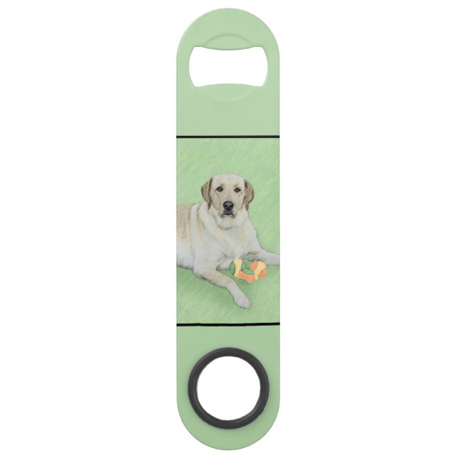 Yellow Labrador Retriever & Tennis Balls Painting Bar Key (Back)