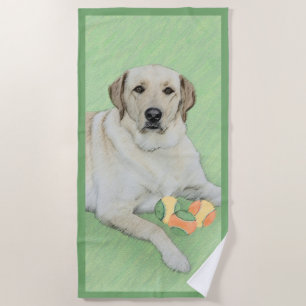 Yellow Labrador Retriever & Tennis Balls Painting Beach Towel