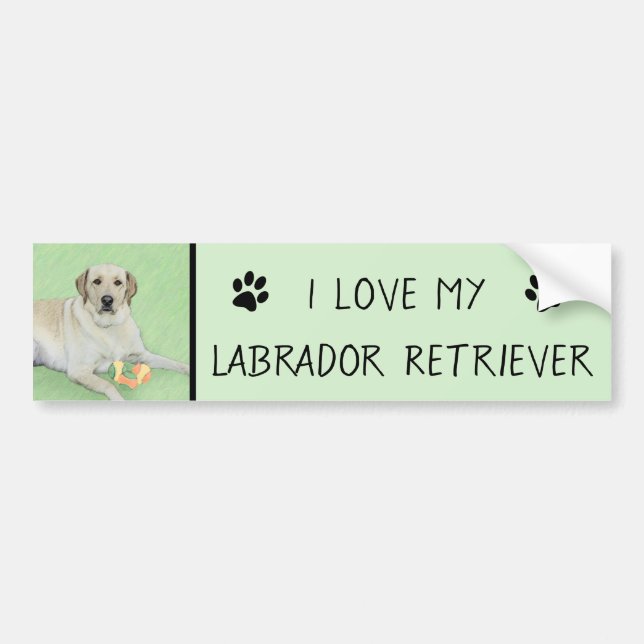 Yellow Labrador Retriever & Tennis Balls Painting Bumper Sticker (Front)