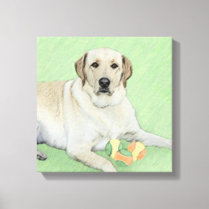 Yellow Labrador Retriever & Tennis Balls Painting Canvas Print