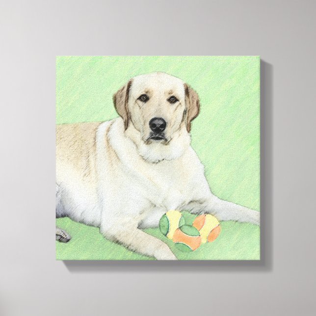 Yellow Labrador Retriever & Tennis Balls Painting Canvas Print (Front)