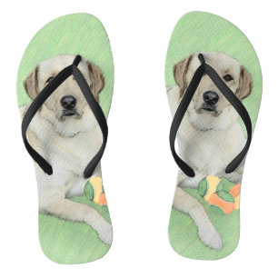Yellow Labrador Retriever & Tennis Balls Painting Flip Flops
