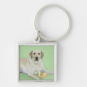 Yellow Labrador Retriever & Tennis Balls Painting Keychain