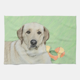 Yellow Labrador Retriever & Tennis Balls Painting Kitchen Towel