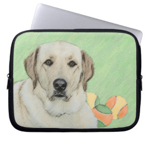 Yellow Labrador Retriever & Tennis Balls Painting Laptop Sleeve