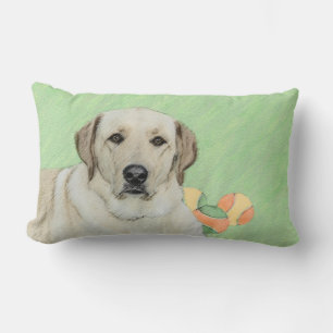 Yellow Labrador Retriever & Tennis Balls Painting Lumbar Pillow