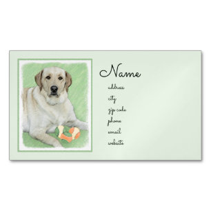 Yellow Labrador Retriever & Tennis Balls Painting Magnetic Business Card