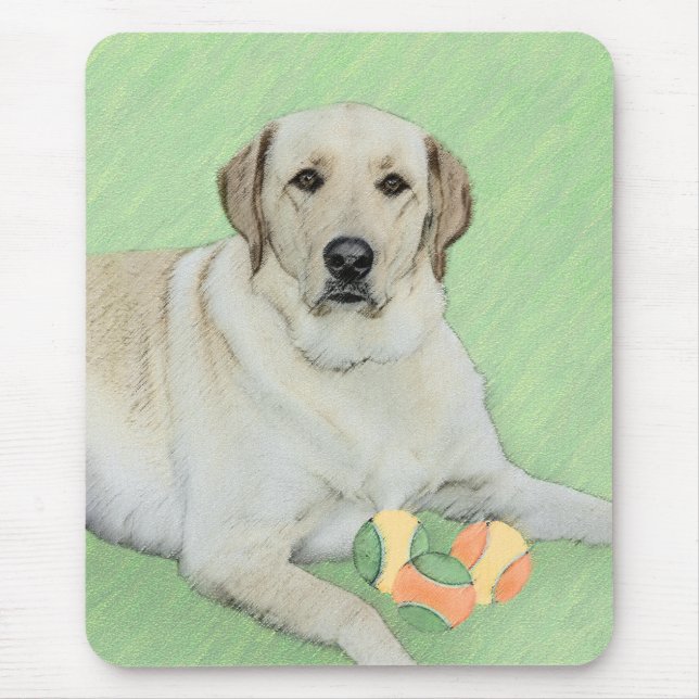 Yellow Labrador Retriever & Tennis Balls Painting Mouse Pad (Front)
